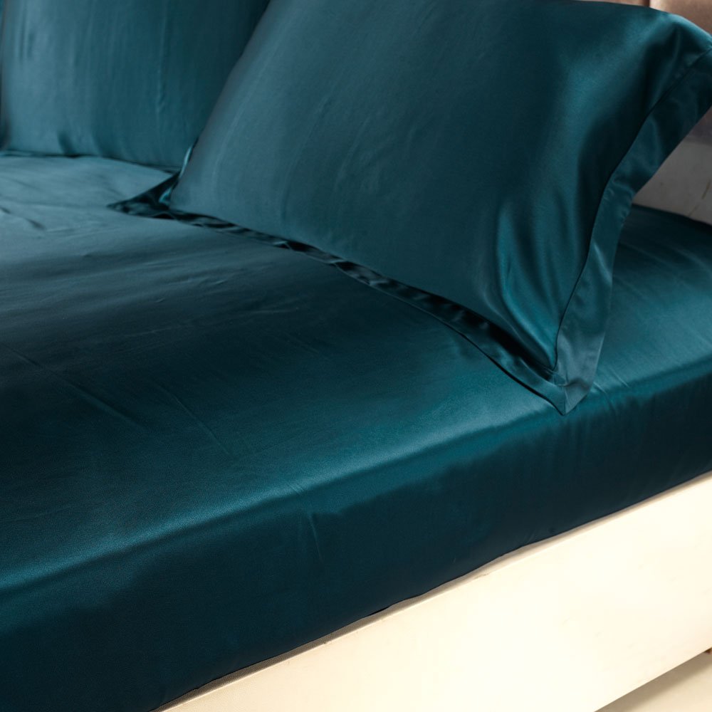 LilySilk 19 Momme 100% Mulberry Silk Fitted Sheet - King Size, Royal Blue | Luxury Bedding for Master Bedroom & Hotel Use