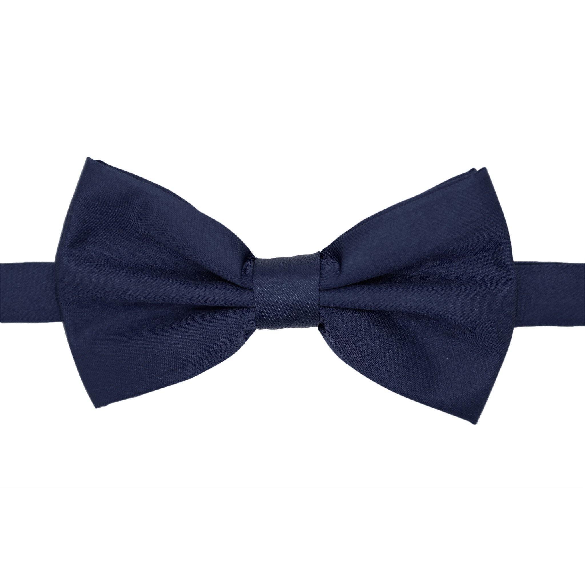 Elegant Navy Blue Satin Adjustable Bow Tie for Men - Perfect for Weddings, Prom, Formal Events & Special Occasions