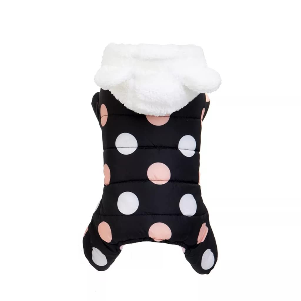 HMKGKJ Winter Dog Coat - Thickened Warm Hoodie with Big Dot Design for Small Dogs & Puppies | Cozy Pet Sweater for Cold Weather Walks & Outdoor Adventures