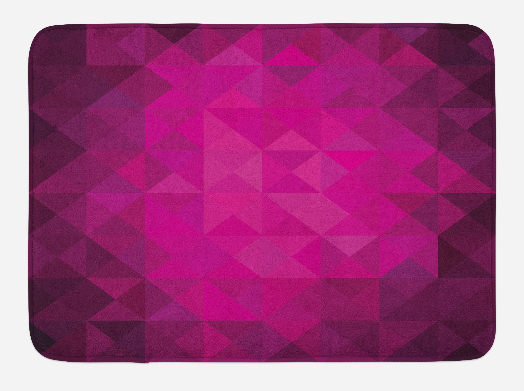 Ambesonne Non-Slip Plush Bath Mat - Vibrant Hot Pink & Purple Abstract Triangle Design, 30.2 x 20 Inch, Geometric Art Bathroom Decor - Perfect for Modern Homes, Guest Bathrooms & Spa-Like Retreats