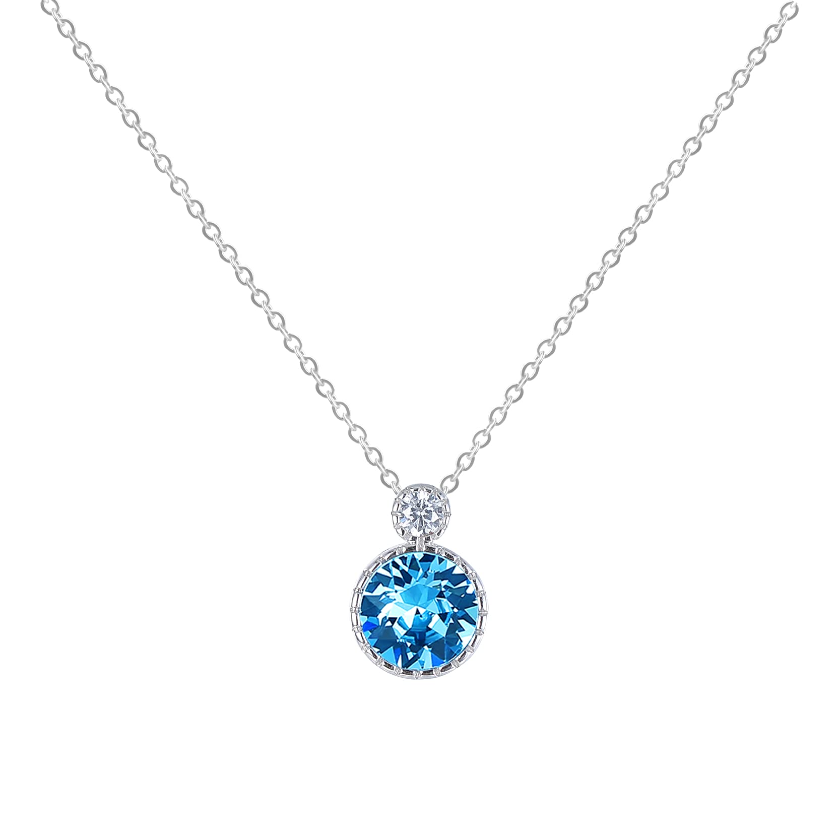 925 Sterling Silver Aquamarine Necklace for Women - Elegant Birthstone Pendant Gift for Birthday, Anniversary & Special Occasions | Trendy Jewelry for Everyday Wear & Formal Events