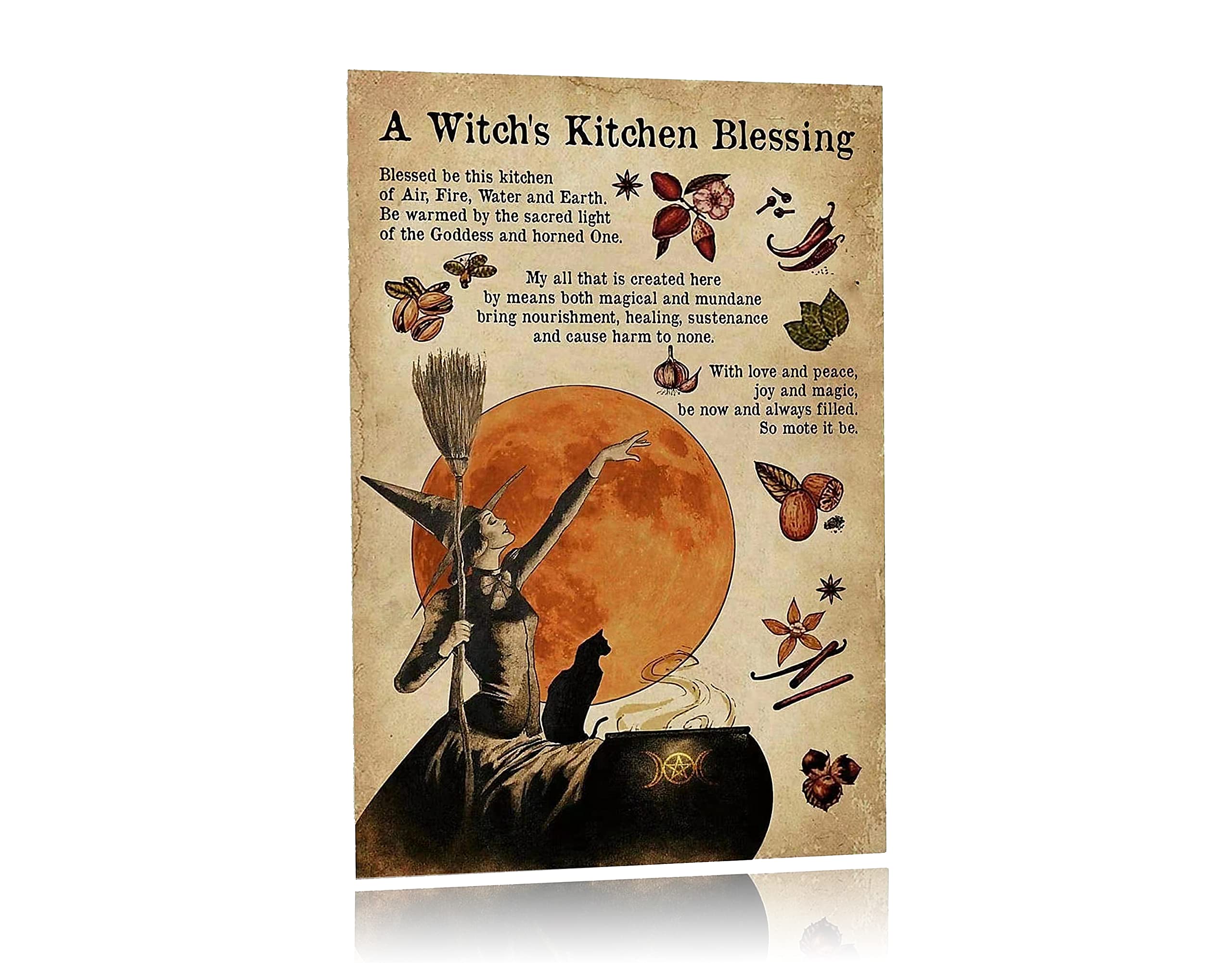 YXZEROS Halloween Metal Tin Sign 8x12 - Witch Kitchen Wall Decor for Home & Party