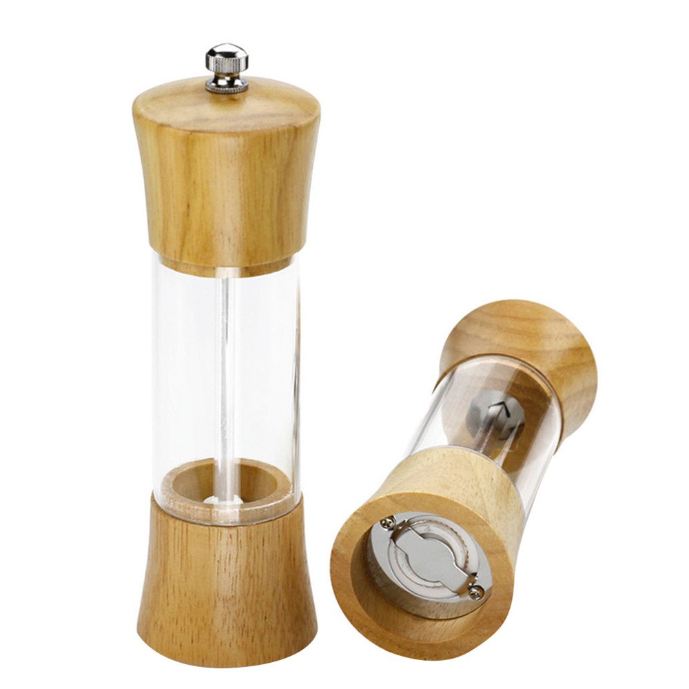 Premium Wooden Manual Pepper Mill Grinder - Adjustable Coarseness for Freshly Ground Spices - Perfect for Kitchen, Dining & Bar Use - Ideal for Seasoning Soups, Salads, and Meals (Brown, One Size)