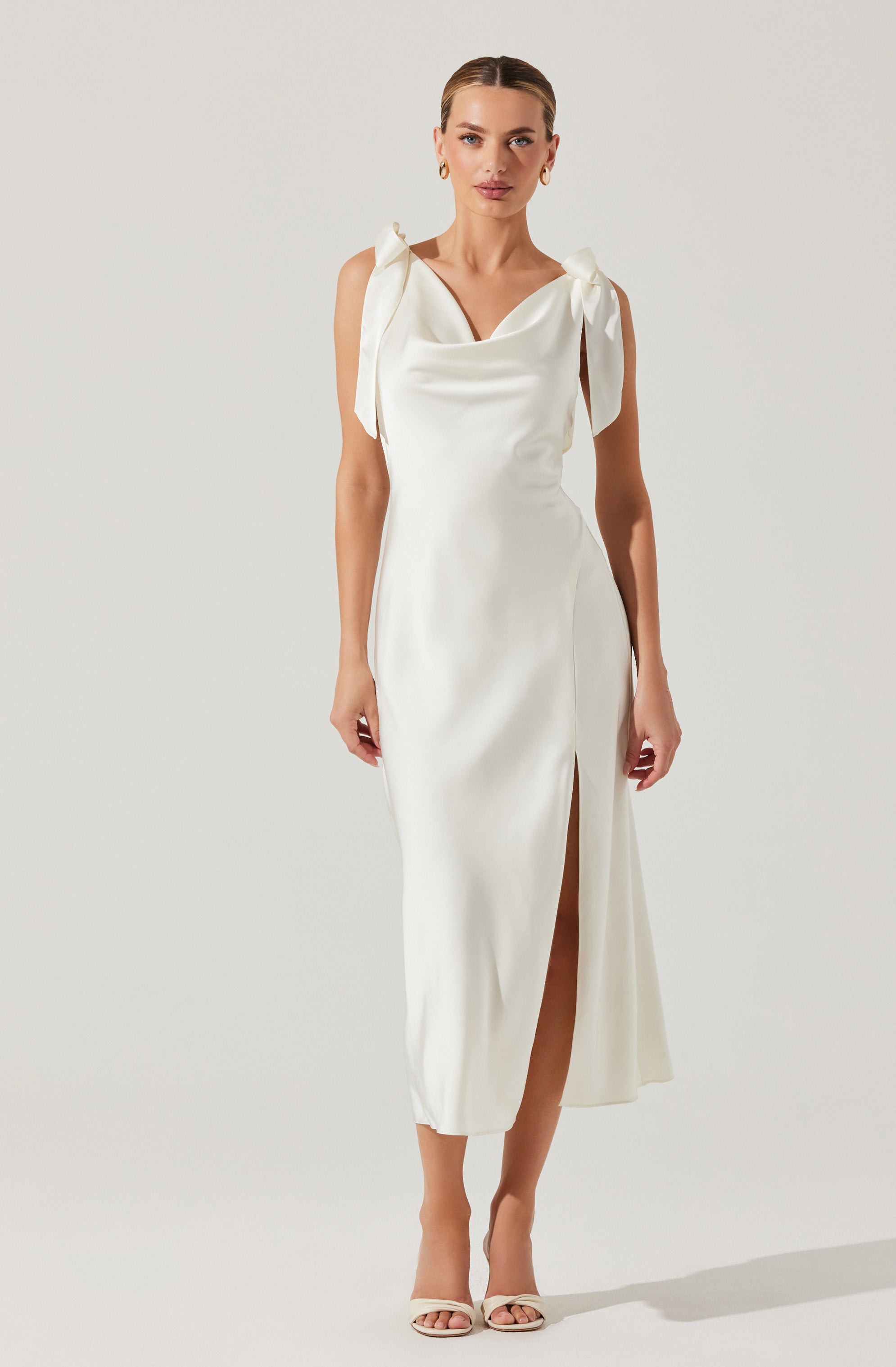 Allexina Women's Satin Midi Dress - Elegant Party & Evening Wear for Special Occasions