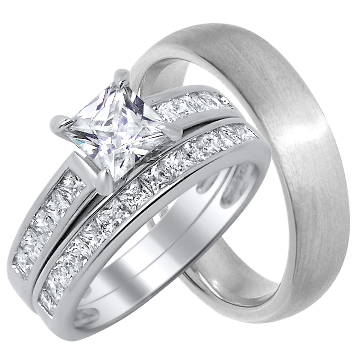 His and Her Wedding Ring Set - Matching Bands for Couples in Sterling Silver or Gold (Choose Sizes) - Perfect for Engagements, Anniversaries & Romantic Gifts