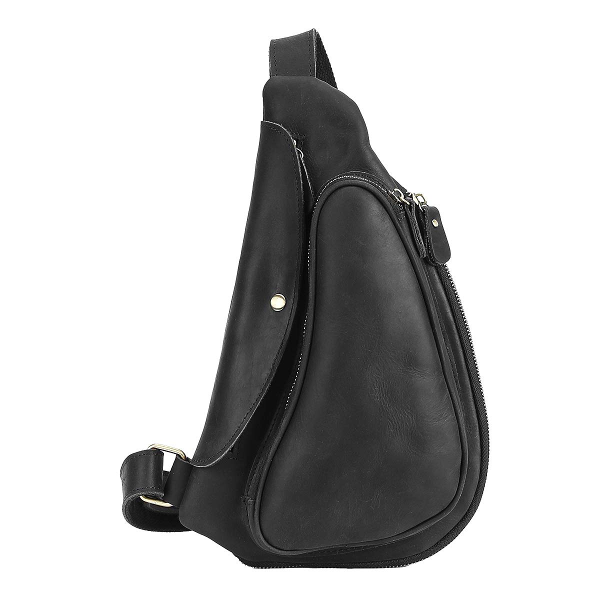 Leathario Men's Leather Sling Bag - Chest Shoulder Crossbody Backpack for Travel, Hiking & Daily Use (Brown-33, Black-36)