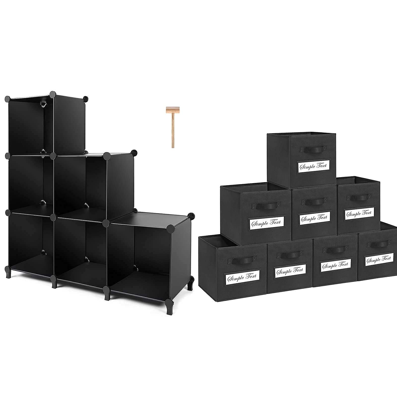 TomCare 6-Cube Storage Organizer - Closet Shelving Unit with 8 Fabric Bins, Foldable Cube Shelf for Bedroom, Living Room & Office Organization