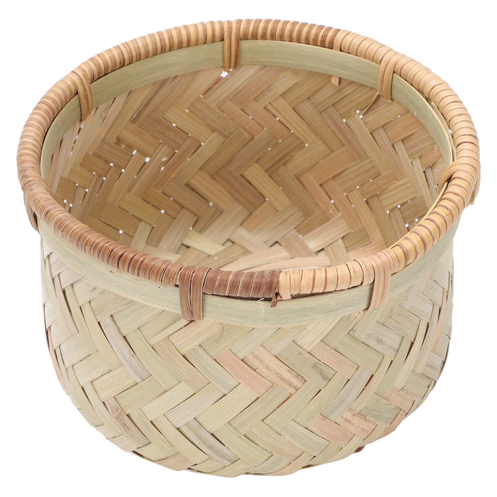 Rustic Woven Fruit Basket - Round Storage Bowl for Farmhouse Decor | Natural Fiber Serving Tray & Sundries Holder | Perfect for Kitchen Counter, Dining Table & Living Room Organization