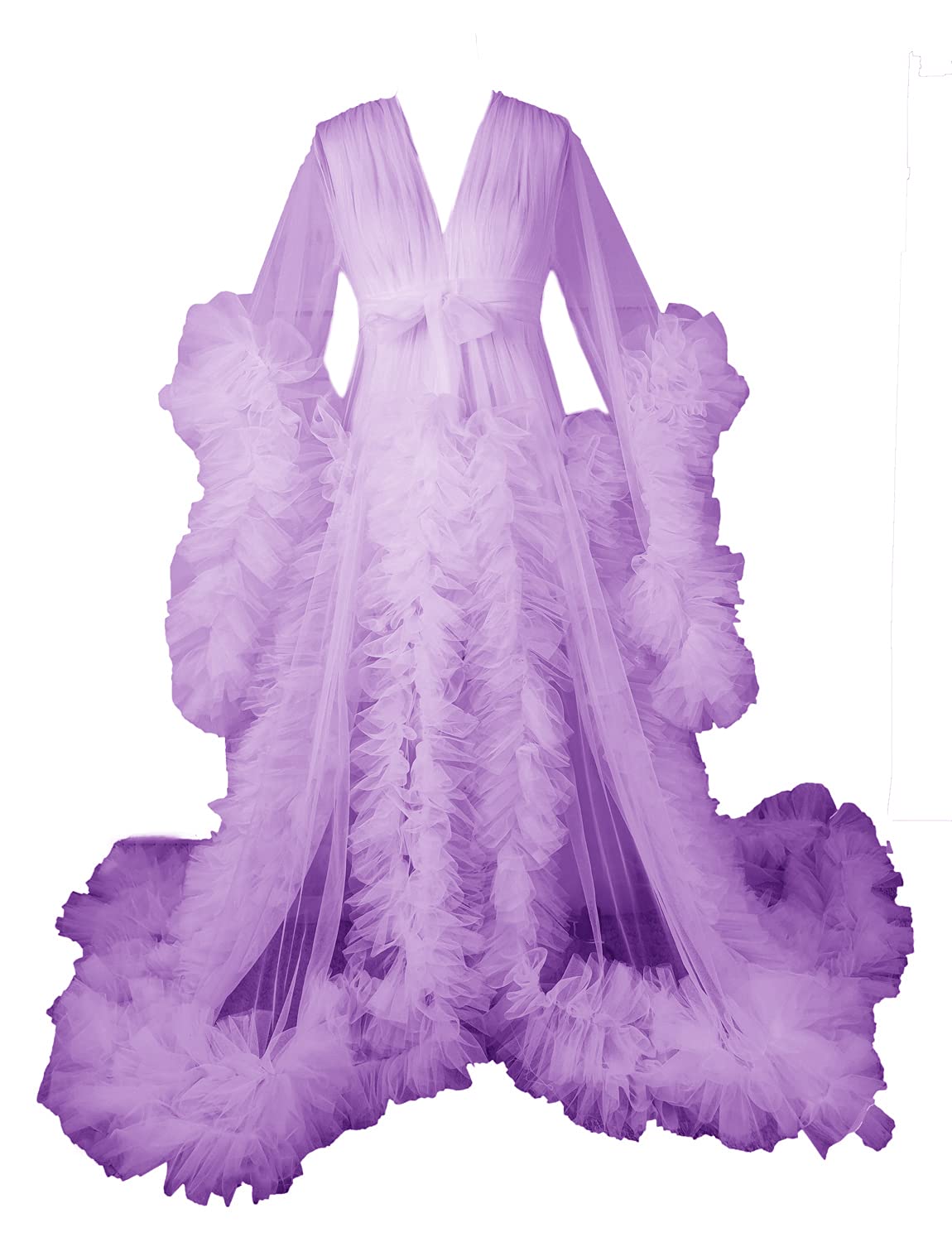 Elegant Women's Long Wedding Scarf Illusion Lingerie - Sheer Nightgown Robe & Puffy Dress for Bridal Boudoir, Honeymoon & Romantic Occasions