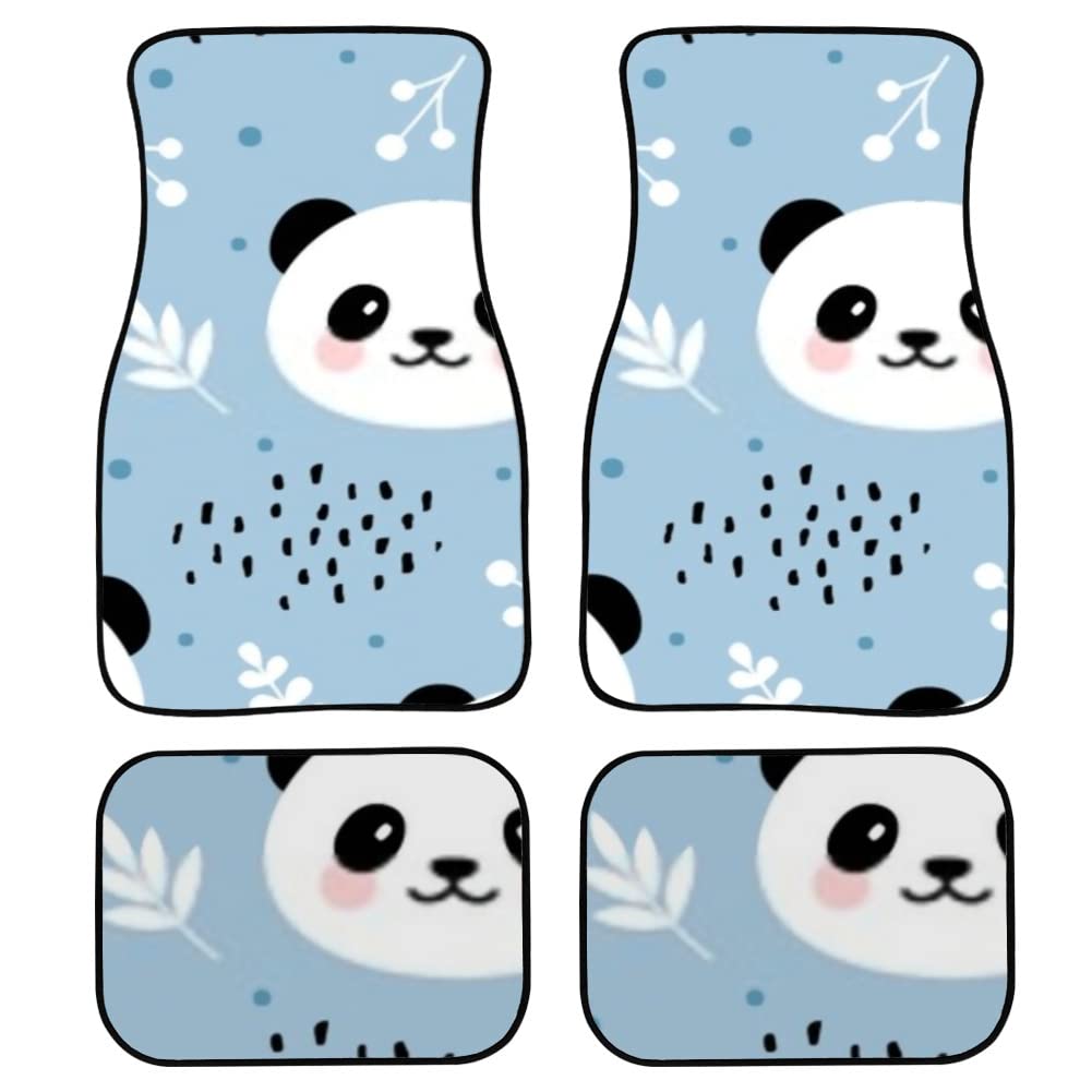 Hand Drawn Cute Panda Print Car Floor Mats Set of 4 - Durable Carpet Accessories for Car, SUV, Truck - Perfect for Family Road Trips and Daily Commutes
