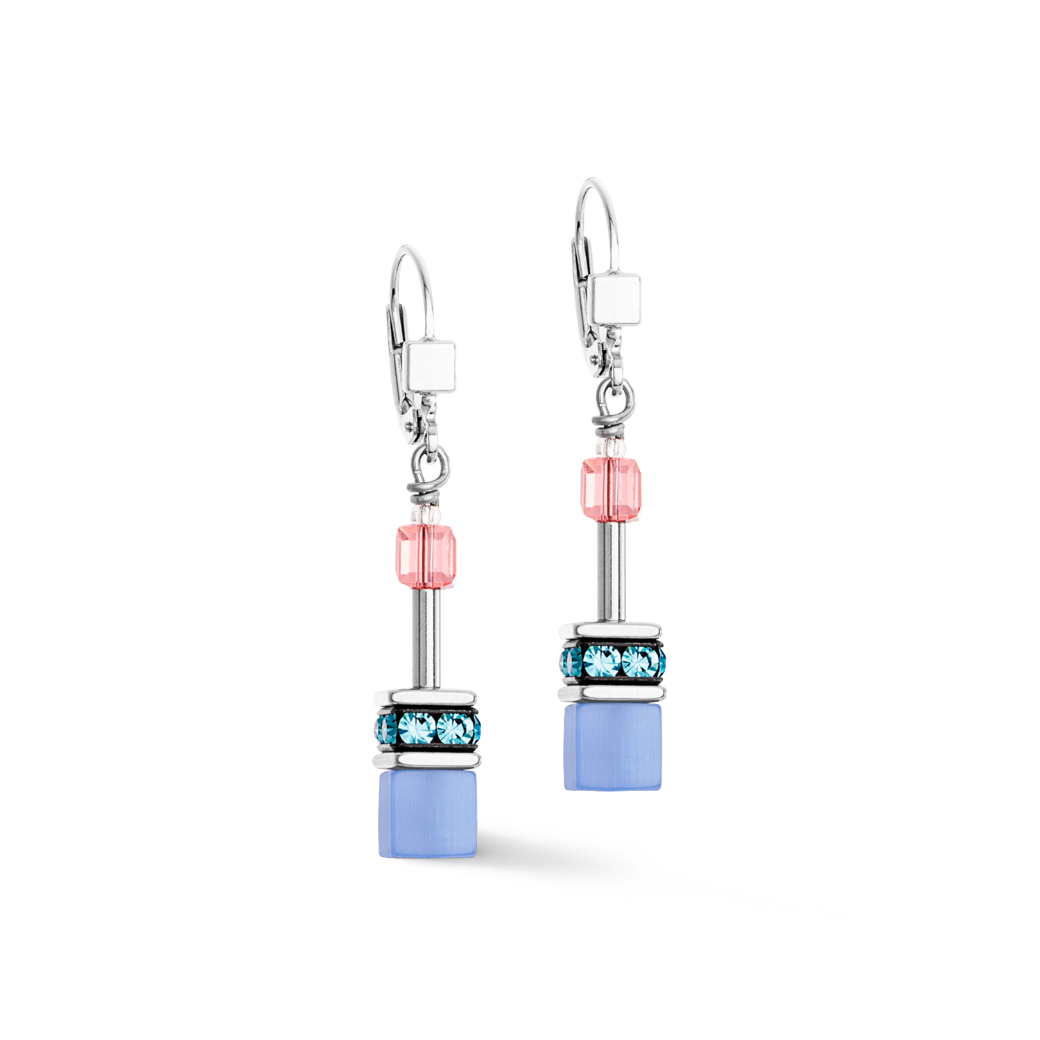 GeoCUBE® Iconic Blue and Pink Earrings for Women – Stylish Cubic Zirconia Studs for Everyday Wear, Parties & Gifts