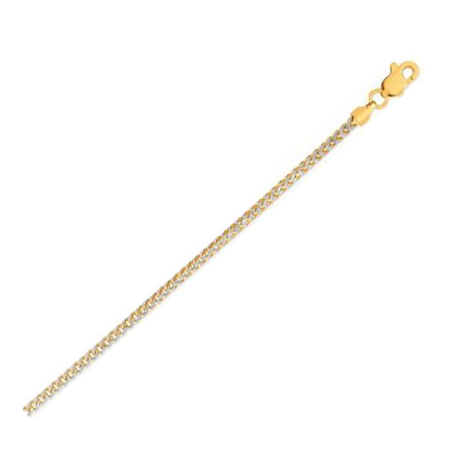 2.3mm 14K Yellow Gold Round Pave Franco Chain Necklace - Elegant Dainty Jewelry for Women, Perfect for Everyday Wear, Date Nights & Special Occasions