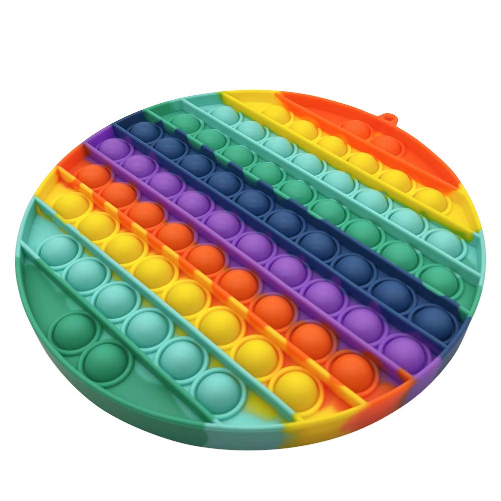 OCACA Fidget Popper Toys - Jumbo 7.9 Inch Rainbow Circle Push Bubble Sensory Toy for Stress Relief & Anxiety | Special Education, ADHD, Autism Classroom Supplies | Fun Sensory Play for Kids & Adults (Office, Travel, Home Use)