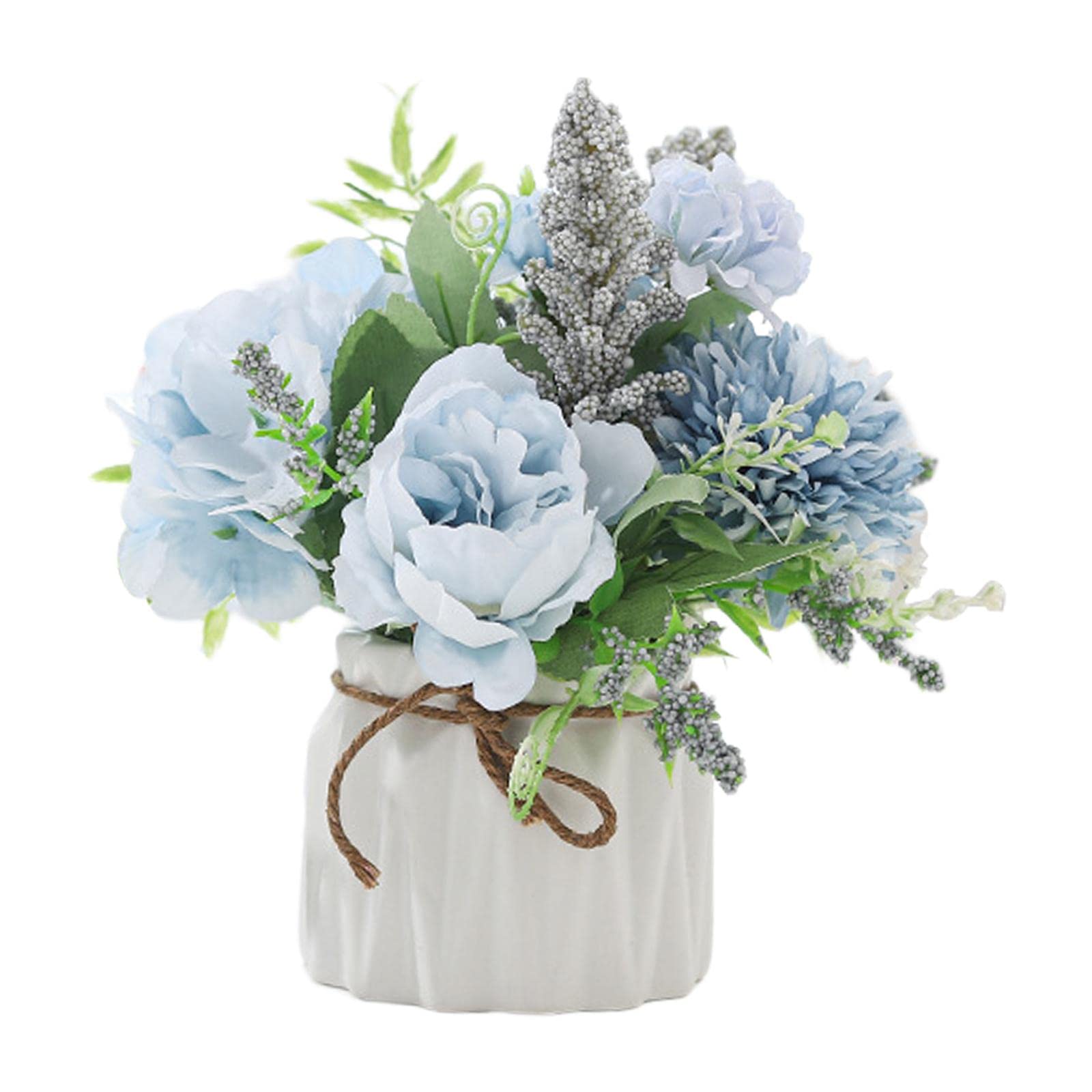 Gazechimp Artificial Silk Flowers with Ceramic Vase - Blue Floral Arrangement Centerpiece for Wedding, Home, Office Decor | Perfect for Tabletop, Garden & Festival Decorations