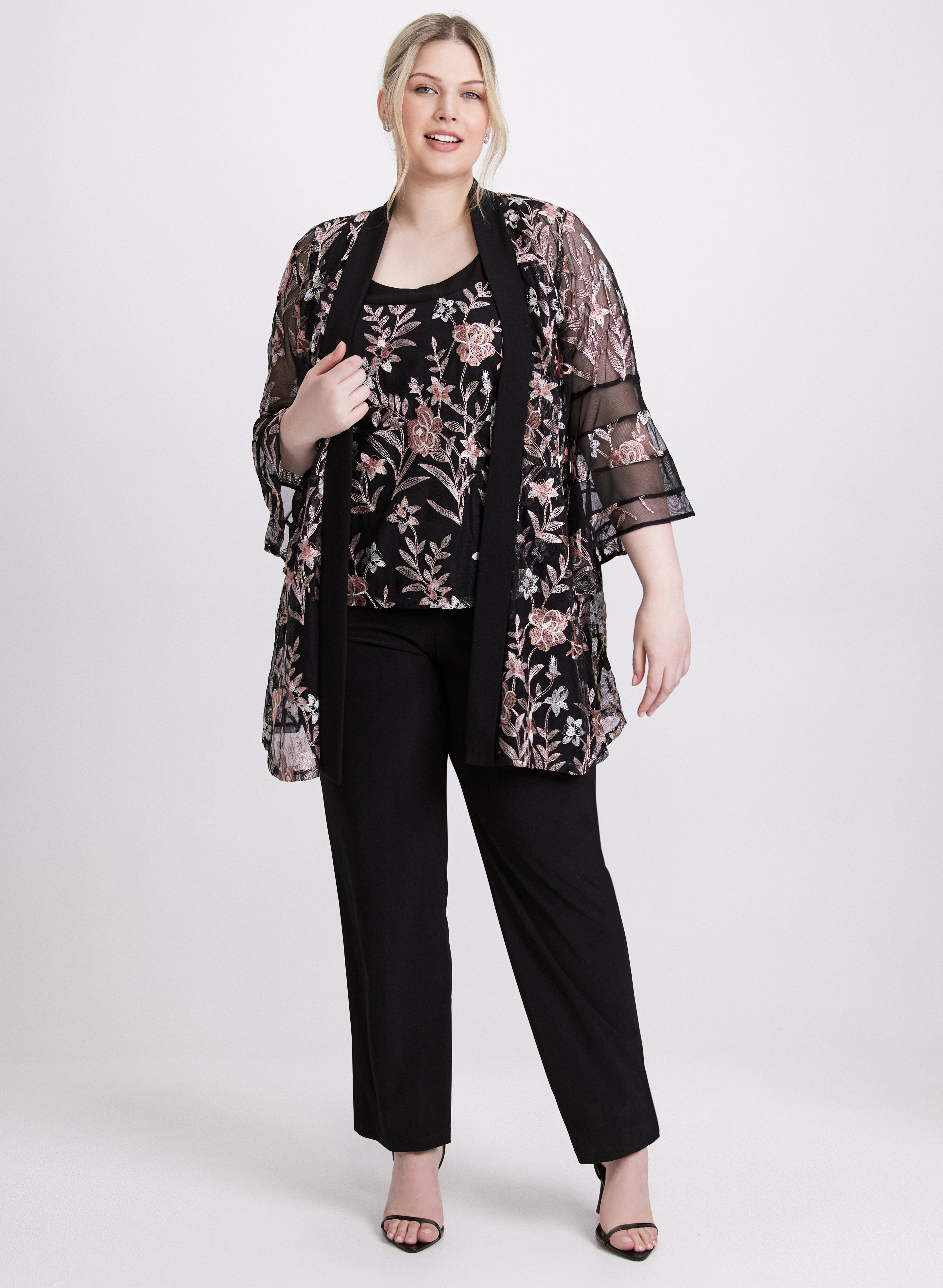 Floral Embroidered Jacket Top and Pants Set for Women - Elegant Spring Outfits for Weddings, Parties & Casual Wear