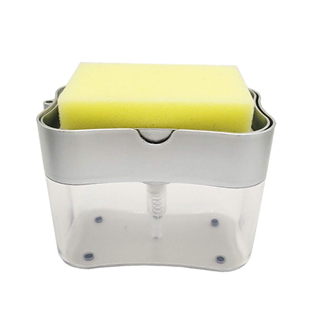 Liquid Soap Dispenser with Sponge Holder - Kitchen & Bathroom Cleaning Tool