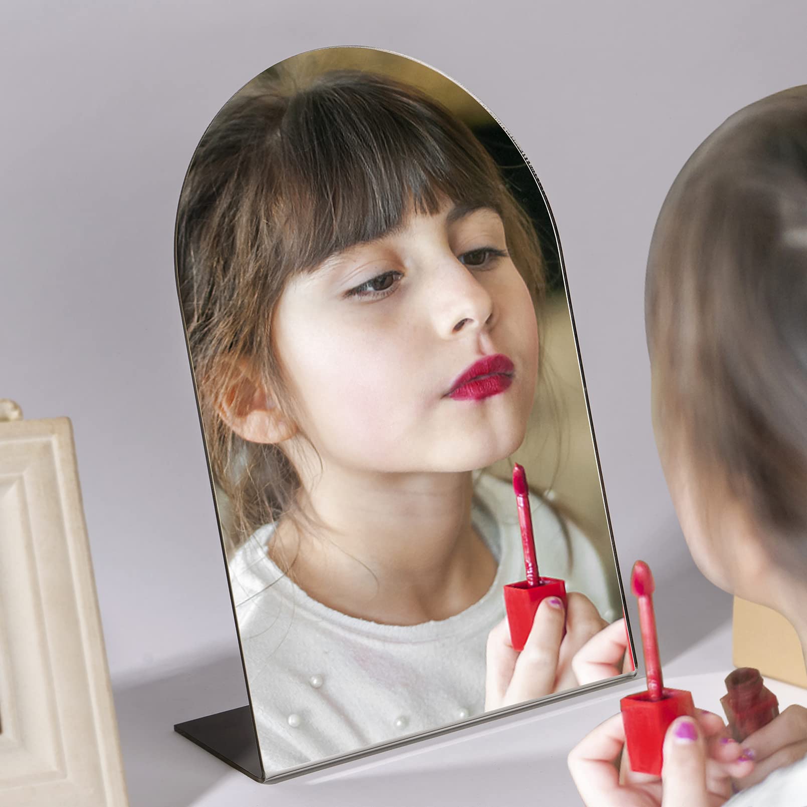 Vanity Mirror for Makeup & Shaving - Portable Unbreakable Table Mirror for Desk, Bathroom, Dorm | Travel-Friendly Countertop Mirror with Organizer | Perfect for Bedroom, Bathroom & Travel Use