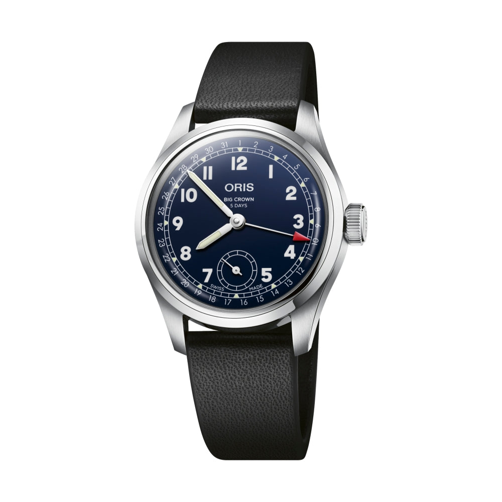 Big Crown Pointer Date Caliber 403 38mm Blue Leather Strap Watch - Perfect for Business Meetings & Formal Events