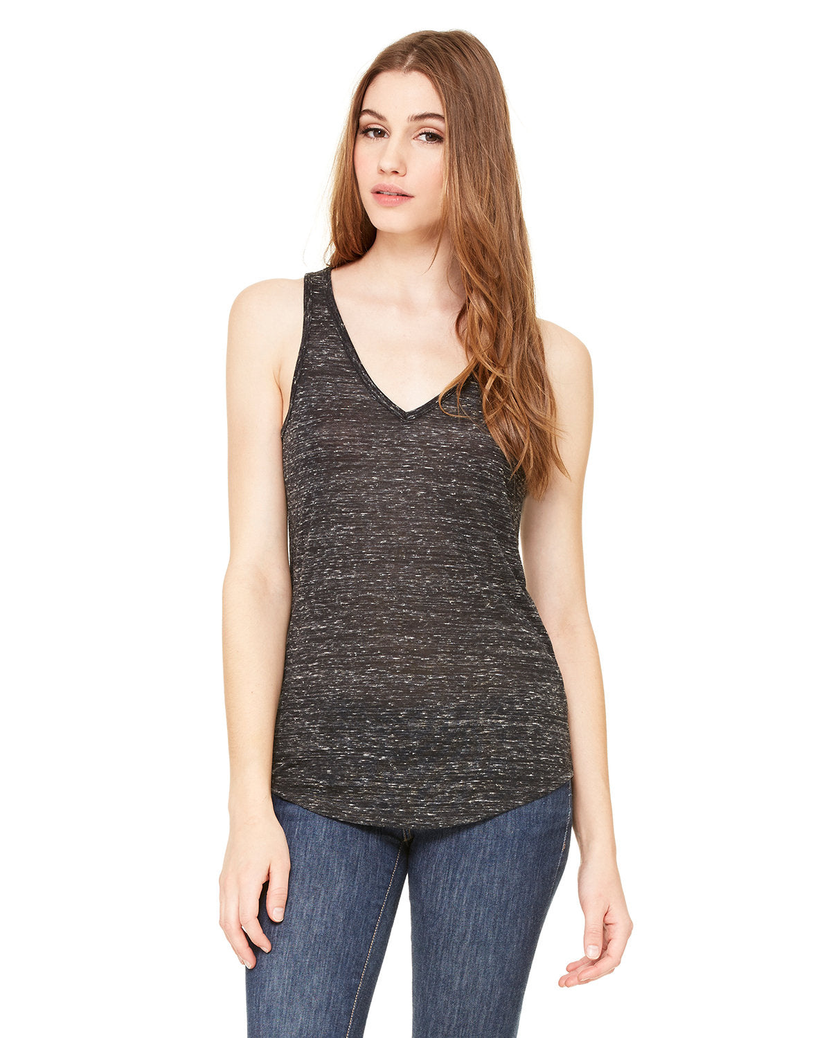 Bella + Canvas B8805 Women's Flowy V-Neck Tank Top - Soft & Comfortable Casual Wear for Summer, Yoga, and Layering