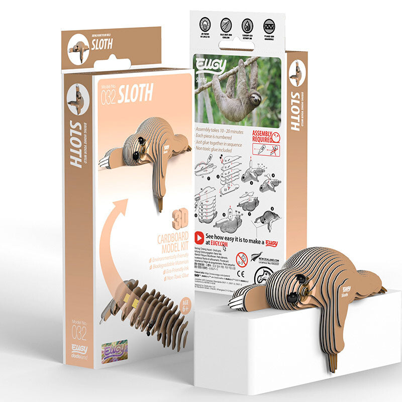 EUGY Sloth 3D Puzzle - Eco-Friendly DIY Animal Model Kit for Kids & Adults - Fun Educational STEM Toy for Home Decor, Birthday Gifts & Classroom Activities