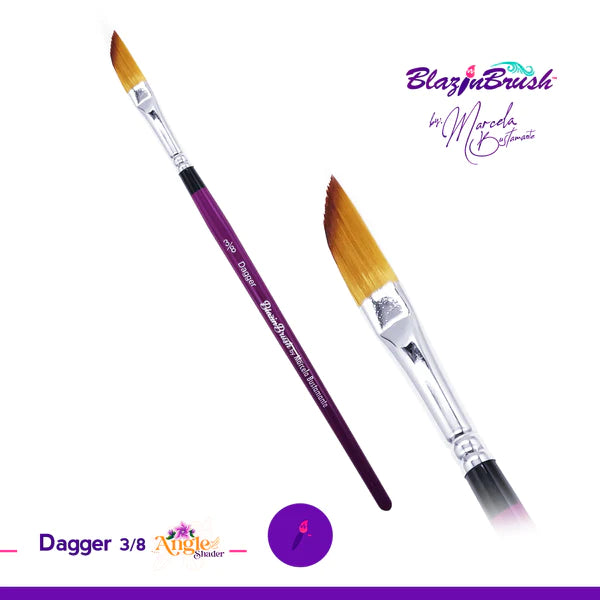 Blazin Brush DAGGER 3/8 Angled Shader Brush - Professional Makeup Brush for Eyeshadow Blending & Contouring | Perfect for Pro Artists & Beginners