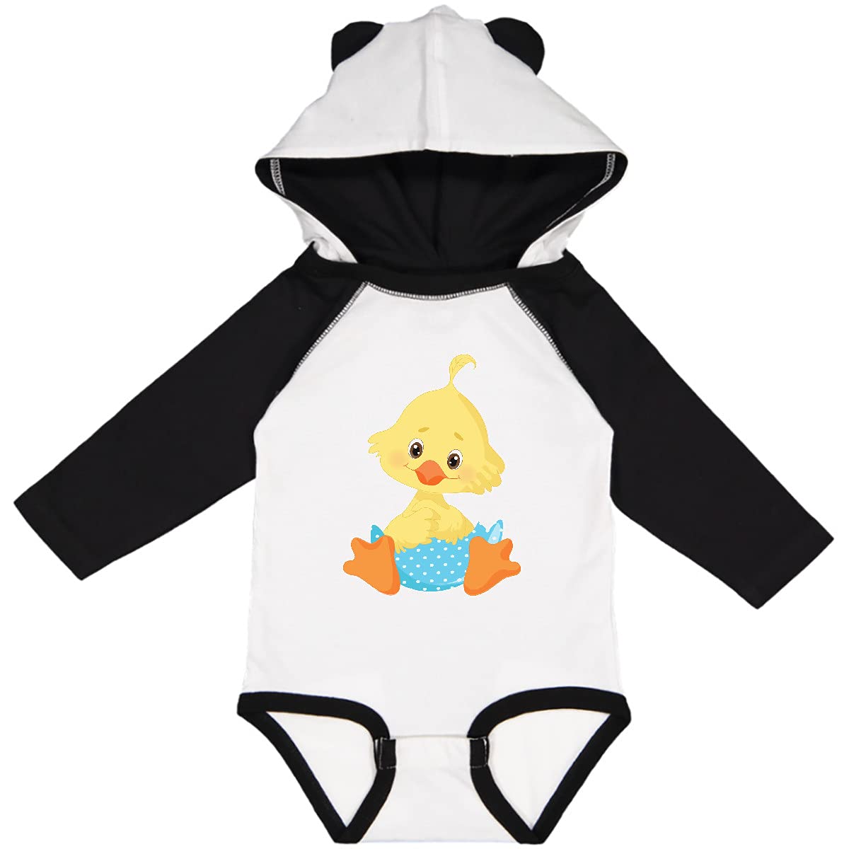 Inktastic Cute Easter Chick in Blue Easter Egg Baby Bodysuit - Soft Long Sleeve Creeper for Easter Photo Shoots & Spring Celebrations
