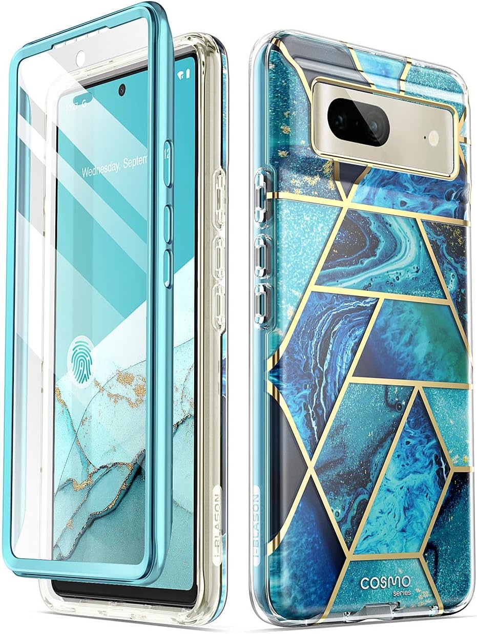 Google Pixel 7 Case - Slim Full Body Protective Phone Cover with Built-in Screen Protector | Shockproof & Scratch Resistant | Stylish Ocean Blue Design | Perfect for Everyday Use, Travel & Outdoor Activities