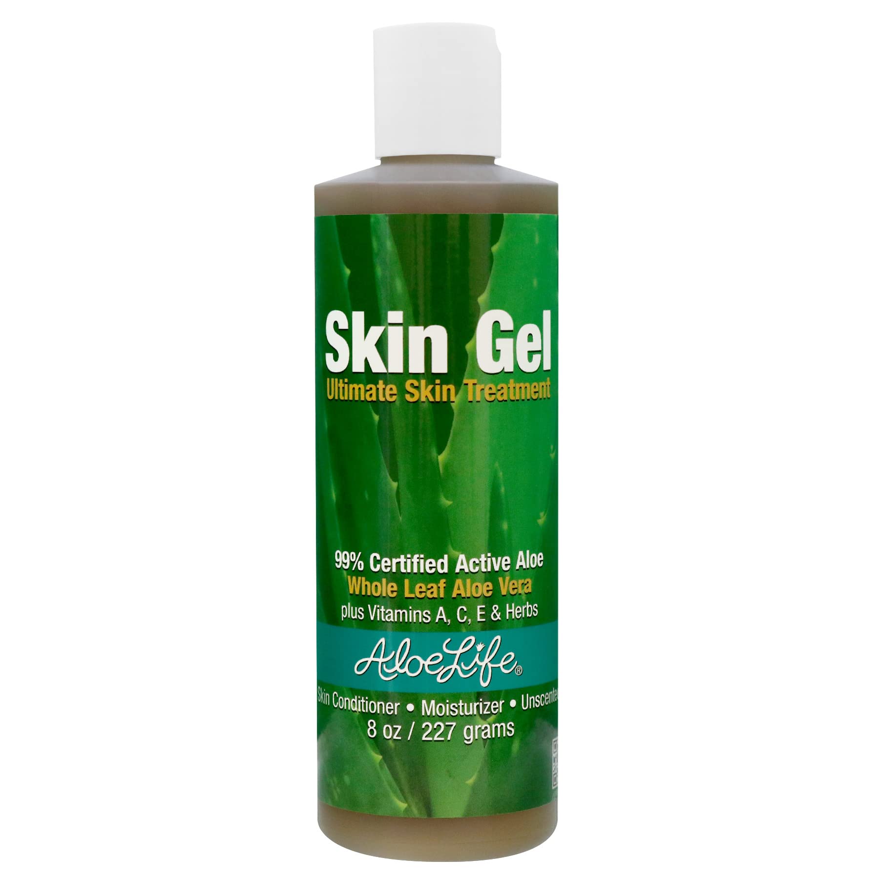 Aloe Life Organic Aloe Vera Skin Gel - 99% Certified Whole Leaf, Vitamins C, A & E - Fragrance-Free Head-to-Toe Moisturizer for Dry Skin, Sunburn Relief & Daily Skincare (8 oz) - Perfect for Family Use, After Sun Care & Sensitive Skin Treatment