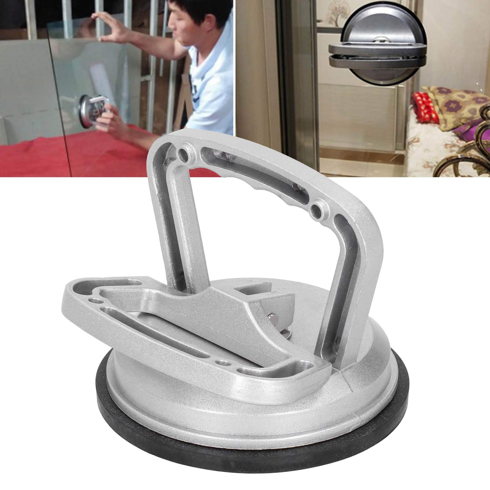 Heavy Duty Aluminum Alloy Vacuum Suction Cup with Rubber Grip - Strong Lifting, Moving, Pulling & Holding Tool for Mirrors, Granite, Glass, Windows & Tiles - Perfect for Construction, Home Improvement & DIY Projects