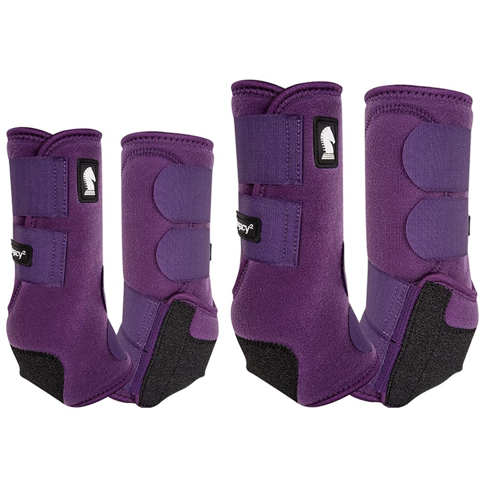 Wequine Classic Equine Legacy System Horse Boots - Front & Hind Leg Protection in Eggplant Purple | Perfect for Training, Riding & Show Jumping