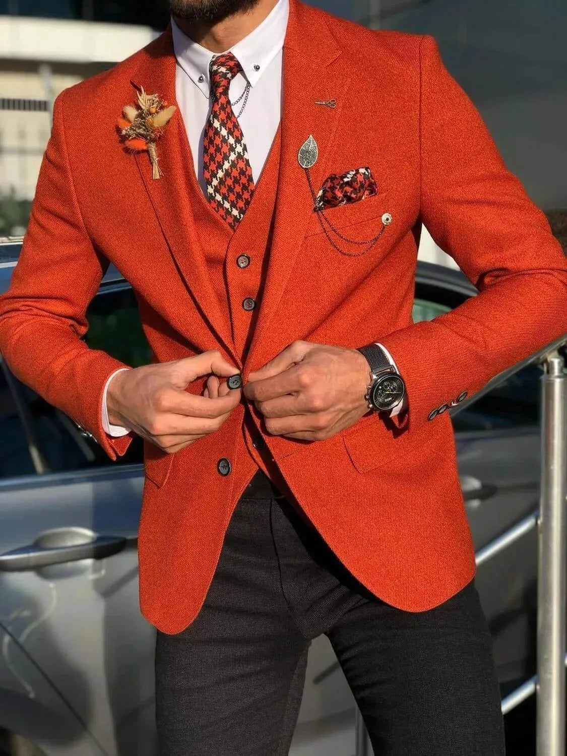 Men's 3-Piece Suit Set - Formal Business Blazer, Vest & Pants for Office, Wedding & Special Occasions