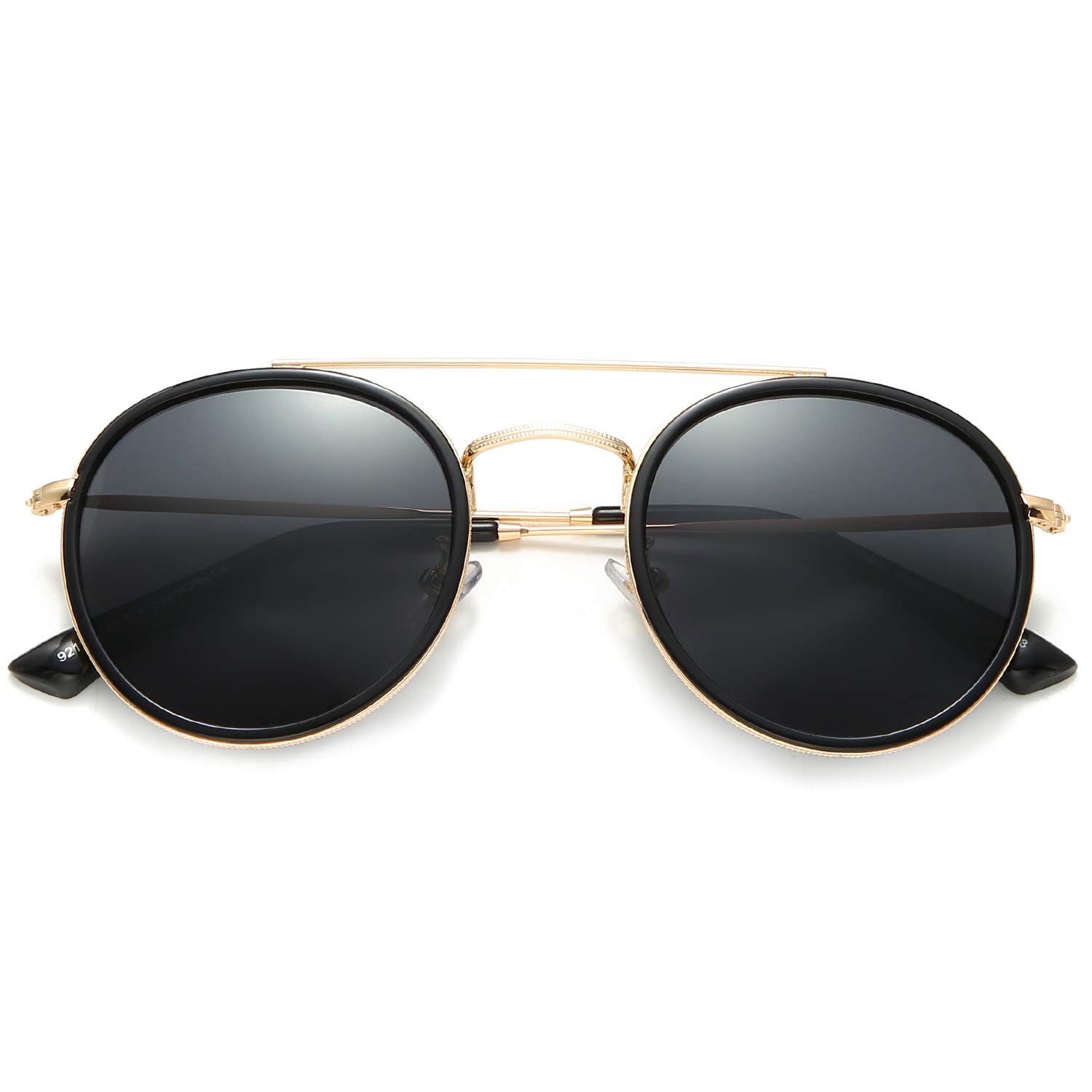 DUSHINE Polarized Round Double Bridge Sunglasses for Women & Men - 100% UV Protection - Fashionable & Lightweight for Driving, Beach, and Outdoor Activities