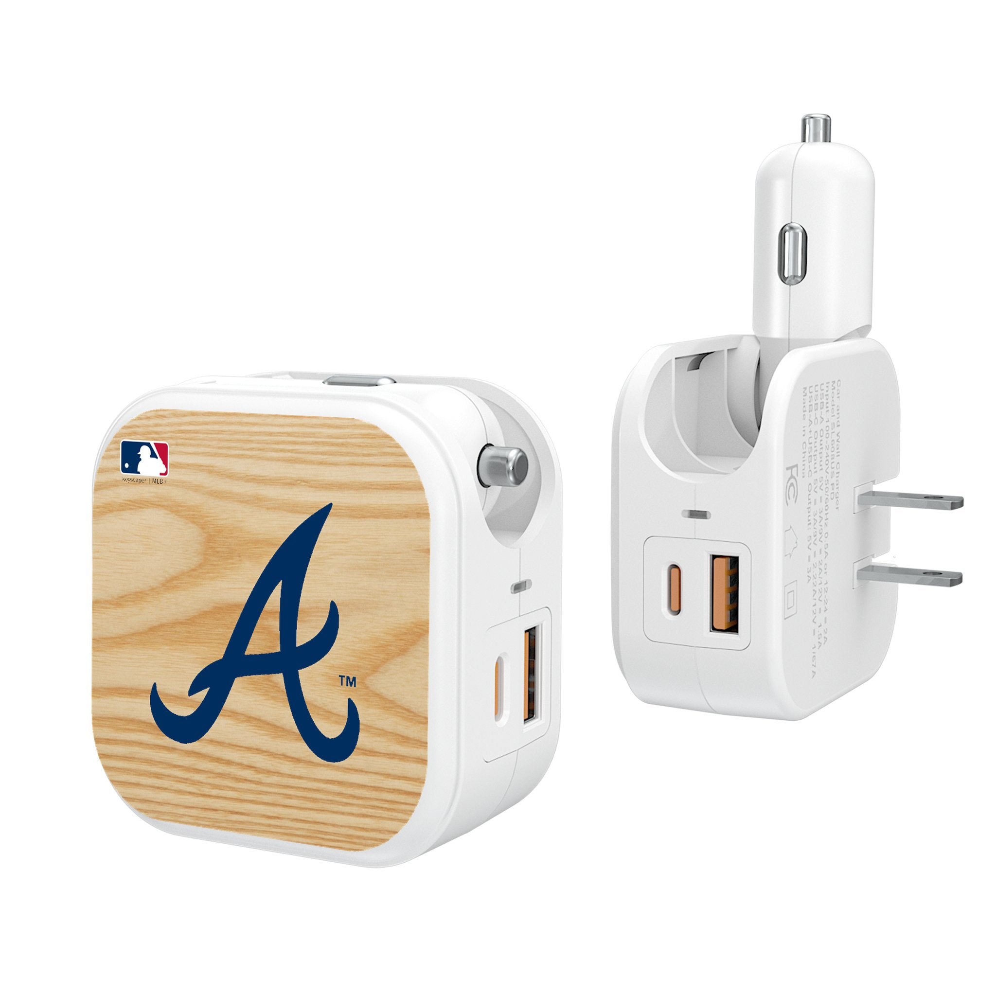 Atlanta Braves 2-in-1 USB Charger & Baseball Bat - Portable Phone Charger for Baseball Fans - Perfect for Games, Travel & Home Use