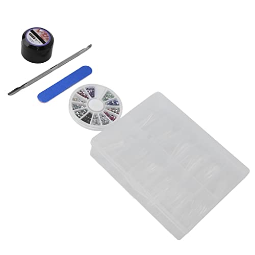 Clear Acrylic Nail Tips Set - 240pcs Fake Nails with Rhinestones, Nail Glue, Nail File & Cuticle Pusher Kit for Manicure, DIY Nail Art - Perfect for Home Salon, Party & Special Occasions