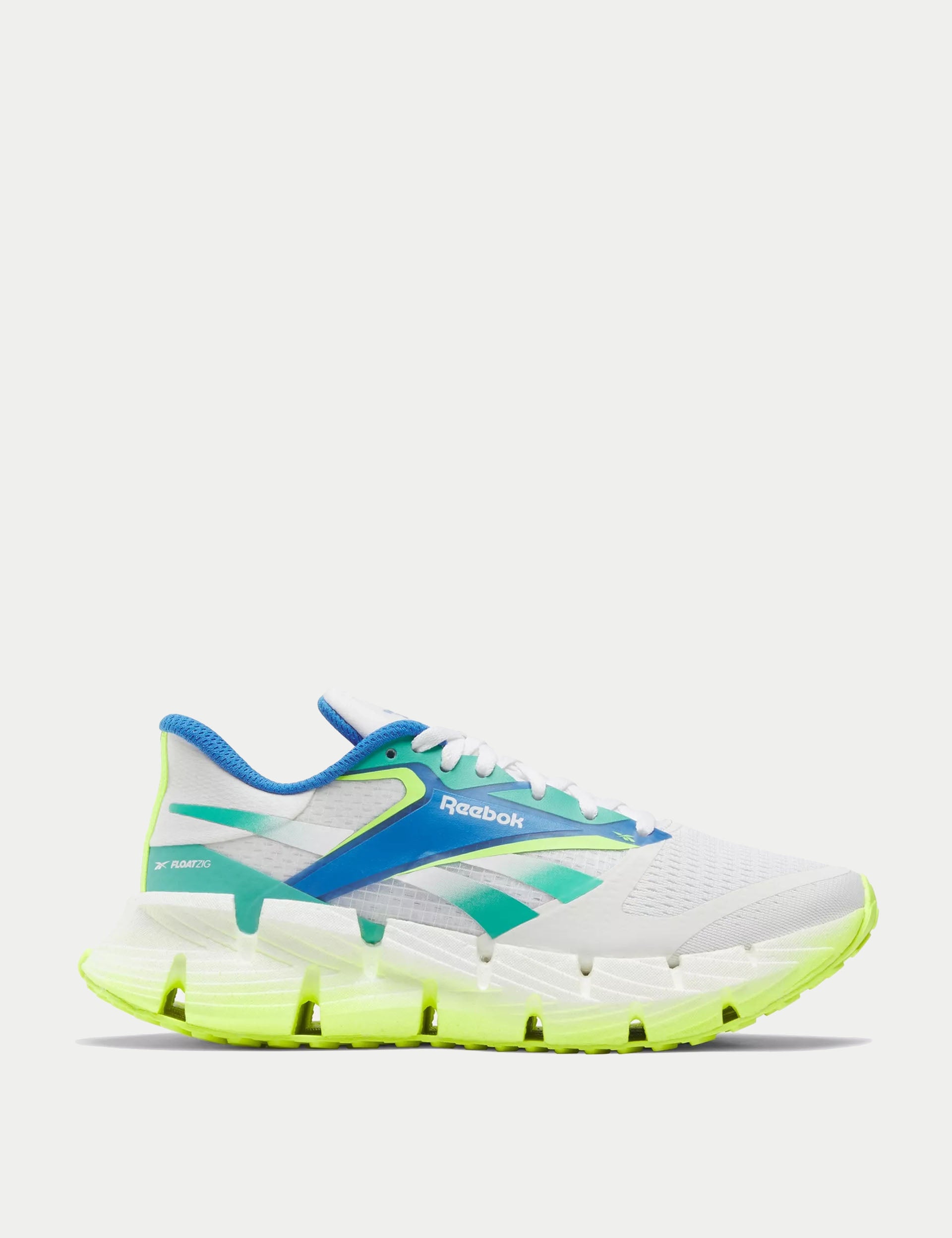 FloatZig 1 Running Shoes for Men & Women - White/Unleashed Green/Digital Lime - Lightweight Athletic Sneakers for Jogging, Gym Workouts & Casual Wear