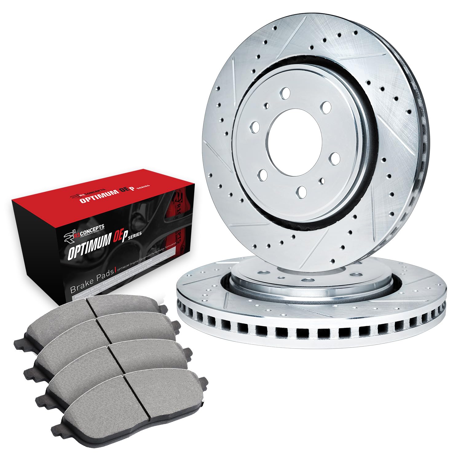 R1 Concepts Premium Front Brake Kit - Semi-Metallic Brake Pads & Rotors for 1990-1992 Toyota Land Cruiser | High-Performance Braking System for Off-Road & Daily Driving