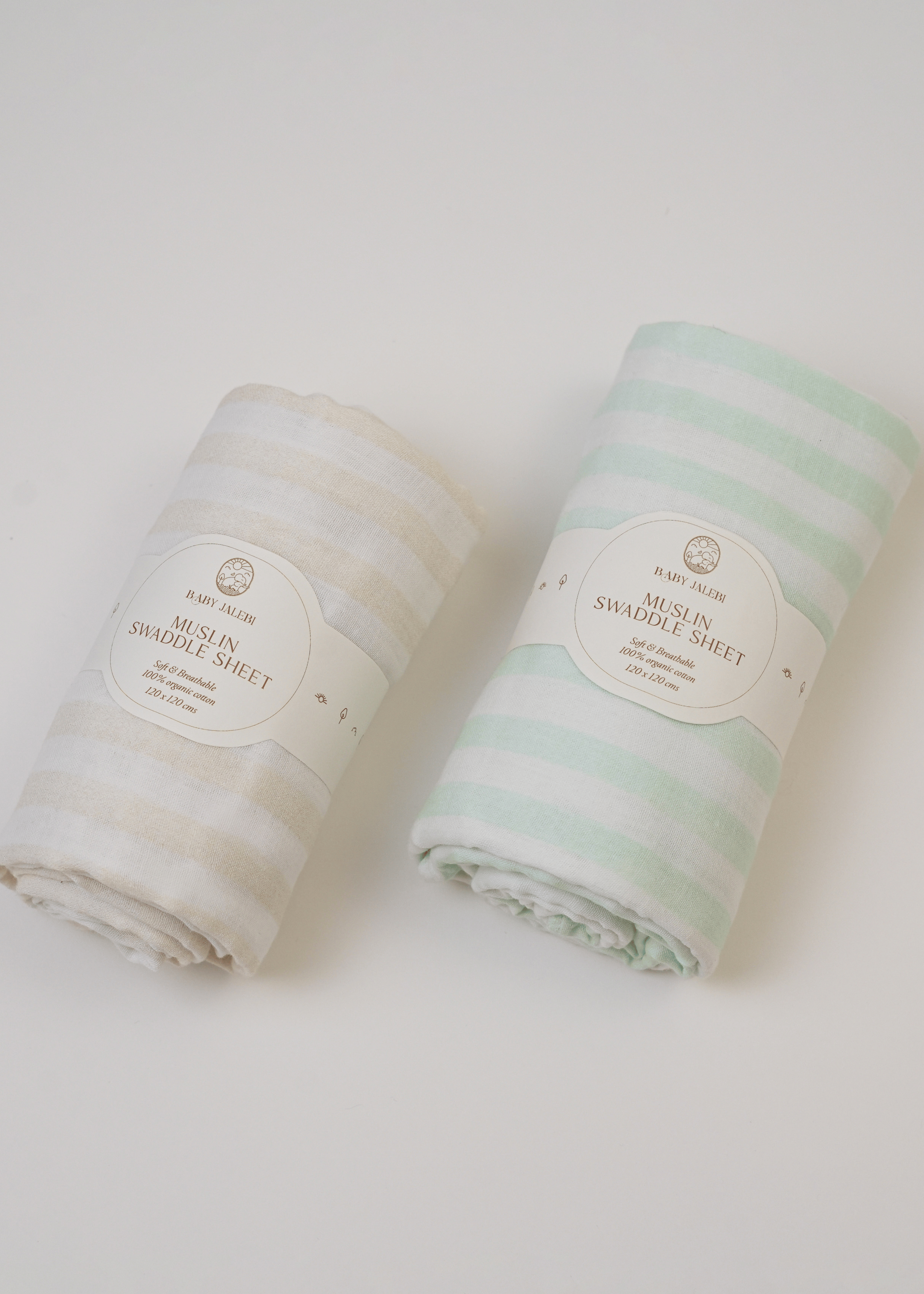 Organic Muslin Swaddle Blankets for Babies - Soft 100% Cotton Swaddling Wraps Set of 2, Breathable & Lightweight for Newborns - Perfect for Sleeping, Nursing, and Photo Shoots