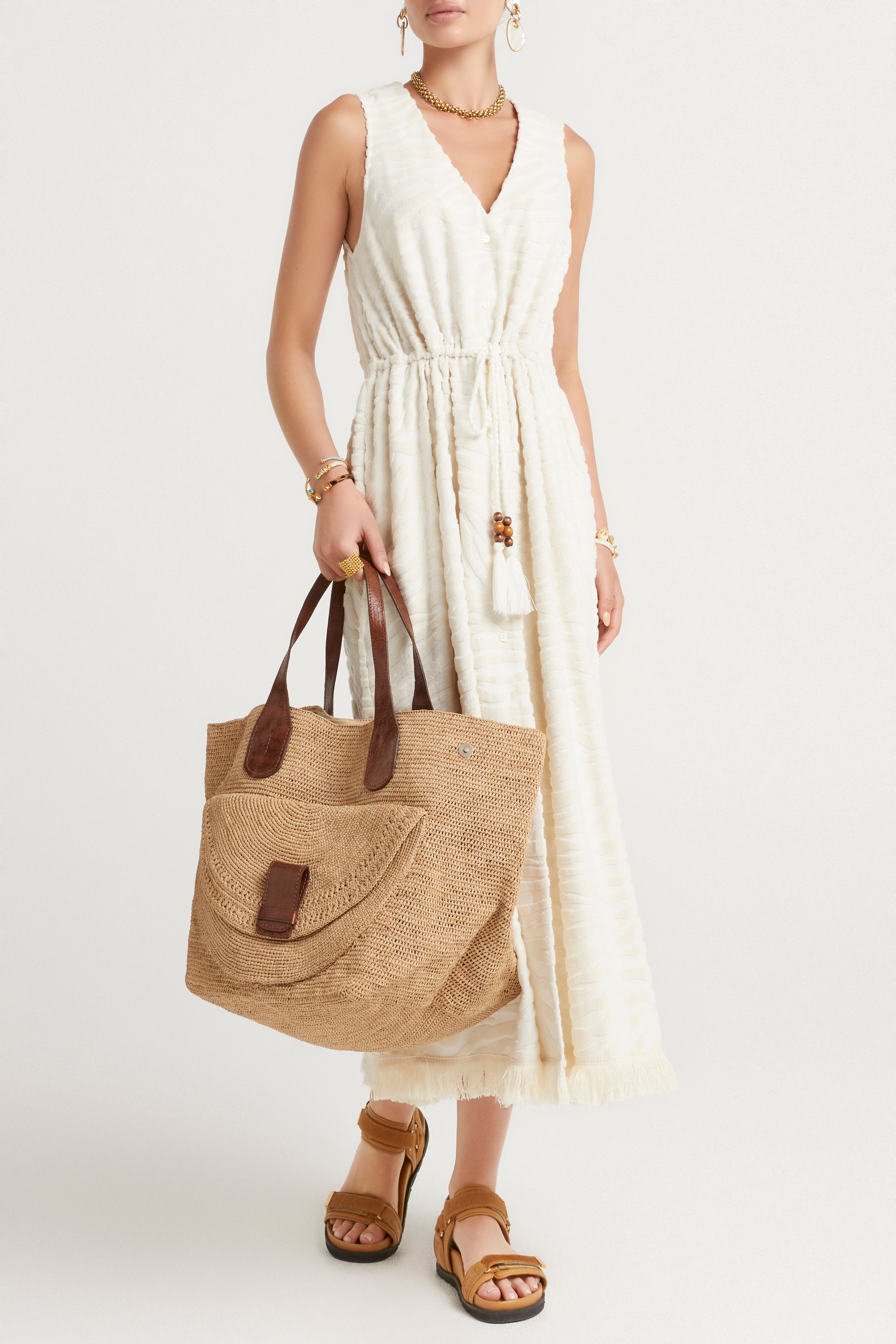 Husk Apollo Dress in Cream - Elegant Women's Summer Maxi Dress for Beach, Wedding & Vacation