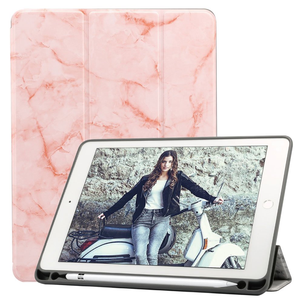 Premium Ultra Lightweight Trifold Stand Wallet Case with Apple Pencil Holder [Includes Free Stylus] for iPad 9.7