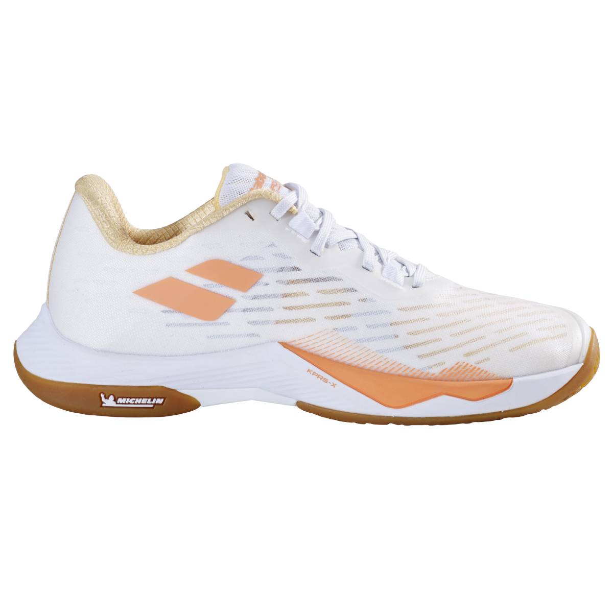 Babolat Shadow Tour Women's Indoor Court Shoes - White & Yellow | Tennis & Badminton Shoes for Women | Perfect for Indoor Sports & Gym Training