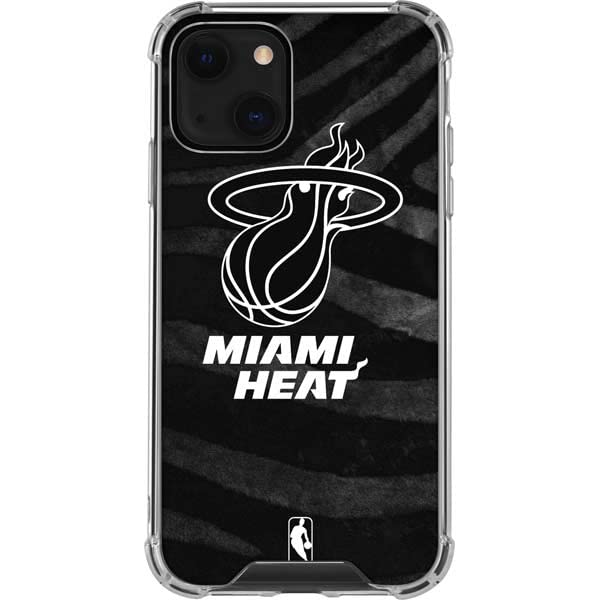Skinit Clear Phone Case for iPhone 14 Plus - Officially Licensed NBA Miami Heat Black Animal Print Design | Protective Slim Cover for Basketball Fans & Sports Enthusiasts