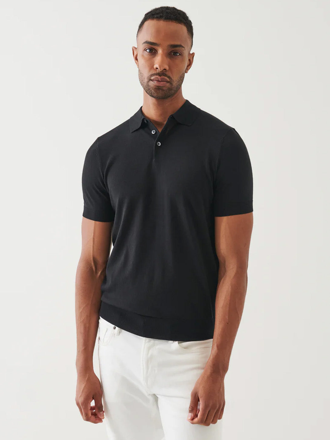 Premium Cupro Button-Down Polo Shirt for Men - Classic Black - Business Casual & Office Wear