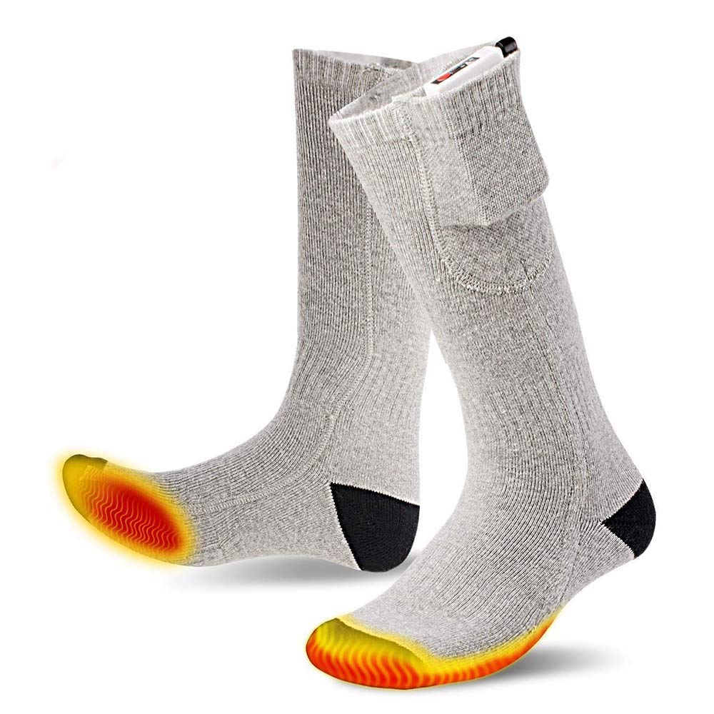 Houkiper Electric Heated Socks for Women & Men - USB Rechargeable Battery Warm Socks for Winter, Hiking, Skiing & Indoor Use - Thermal Footwear for Cold Weather Activities