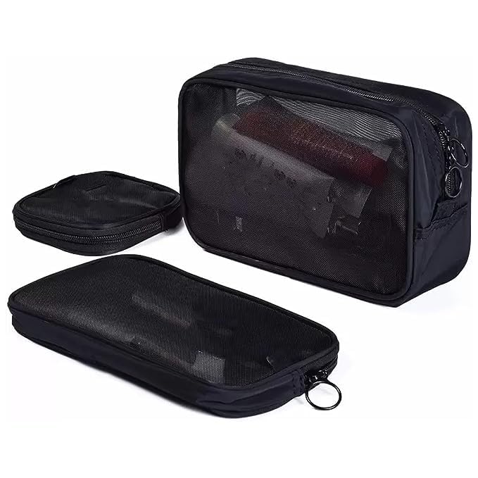 Large Capacity Travel Makeup Bag for Women - Waterproof Cosmetic Organizer with Multiple Pockets, Perfect for Travel, Gym & Daily Use (Black)