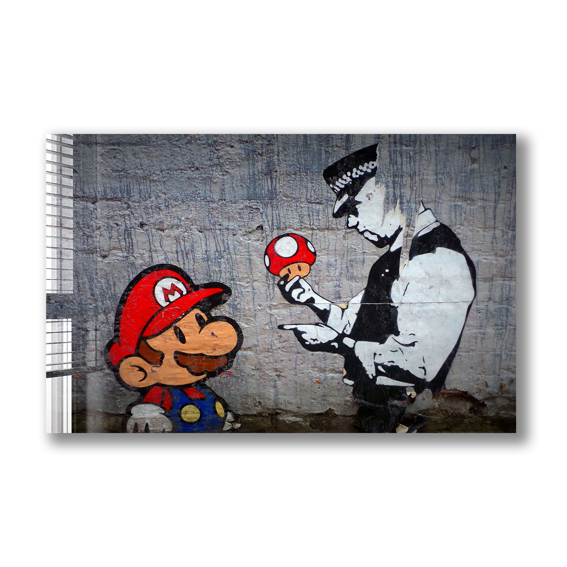 Super Mario Banksy Art Print - Unique Pop Culture Wall Decor for Gamers & Street Art Lovers - Perfect for Living Room, Bedroom or Office