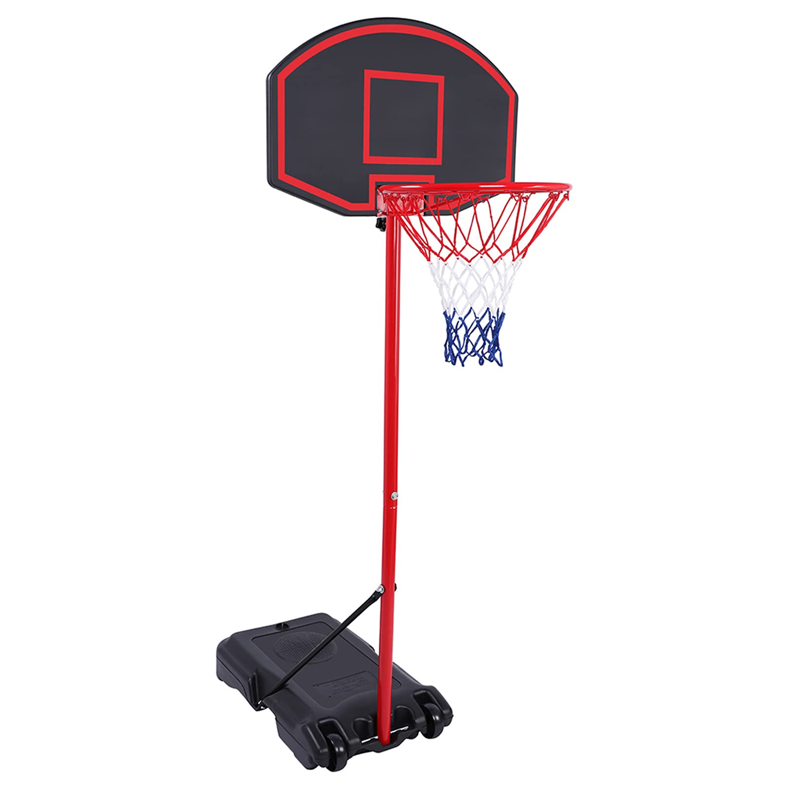 Keseno Portable Detachable Adjustable Youth Basketball Hoop System - Height Adjustable Backboard for Kids & Teens - Perfect for Backyard, Driveway, School & Community Play - Black & Red Design