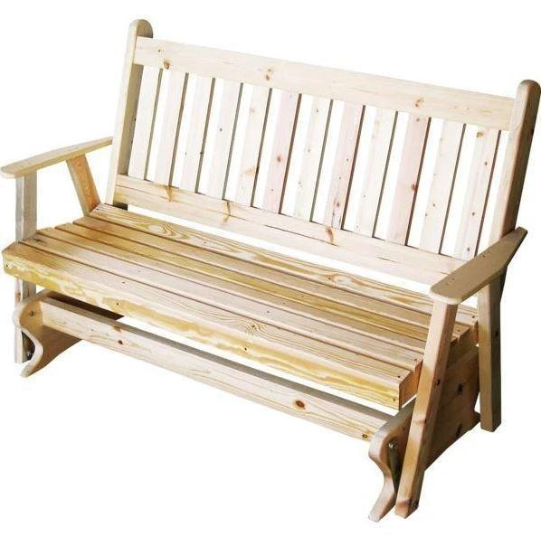 A & L Furniture Yellow Pine Traditional English Glider - Classic Wooden Rocking Chair for Nursery, Porch & Living Room - Relaxing Patio & Indoor Seating
