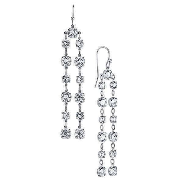1928 Bridal Genuine Clear Austrian Crystal Linear Drop Earrings - Elegant Wedding Jewelry for Brides, Bridesmaids & Formal Occasions