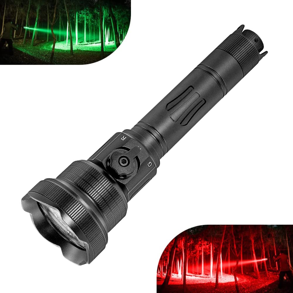 Brinyte T28 LED Red Green Hunting Light - Zoomable Predator Torch with Remote Pressure Switch, IPX6 Waterproof Tactical Flashlight for Hogs, Deer & Coon Hunting - Perfect for Night Hunting, Wildlife Observation & Outdoor Adventures