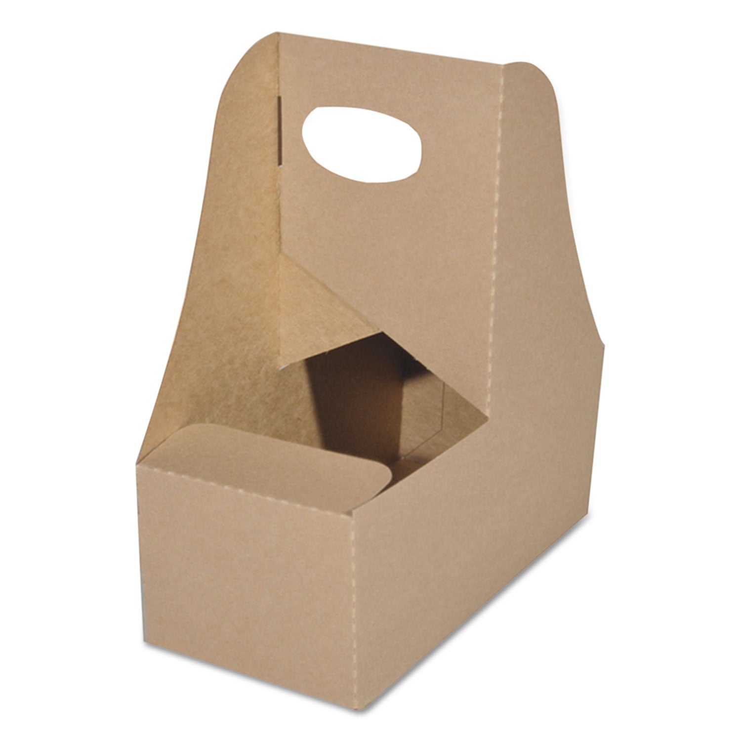 4 Corner Pop Up Food and Drink Tray - 2 Cup Holder - 7 5/8x3.75x8 7/8 Inches - Kraft Brown Disposable Serving Tray - 250/Carton - Perfect for Parties, Picnics, and Outdoor Events